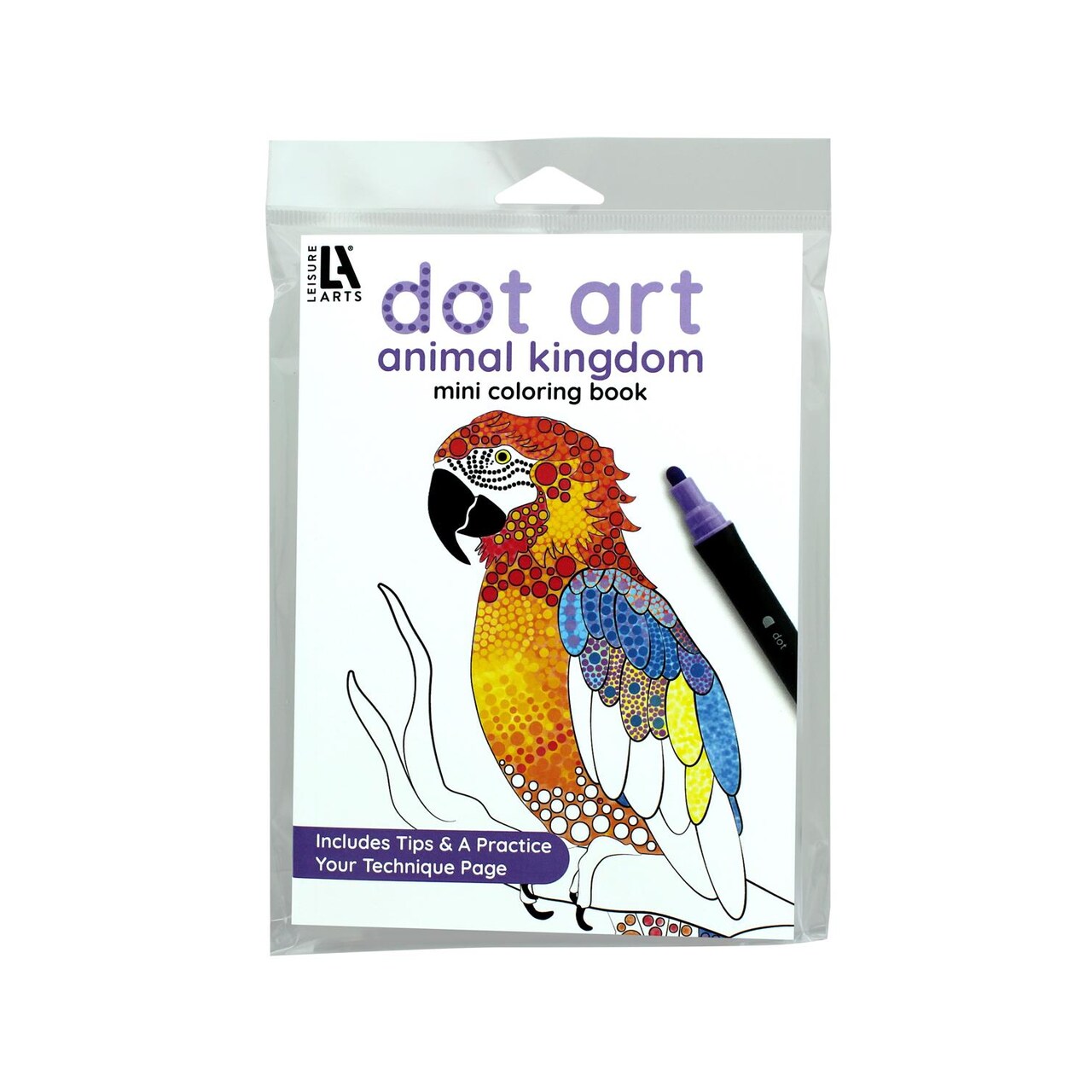 Leisure Arts Dot Art Animal Color Book, 5"X7", Dot Art, Marker Book, Art Activity Coloring Paint Markers Coloring Book